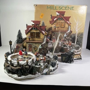 Christmas Village Fiber Optic Mill Scene Musical Pond Ice Skaters FOR PARTS. - Picture 1 of 24