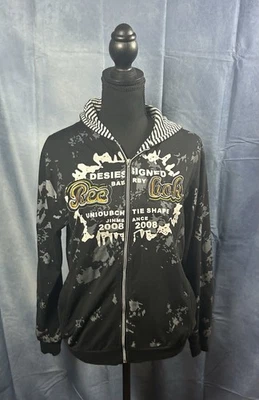 Sudadera con capucha negra Reebok 2008 Y2K Grunge para mujer talla mediana Foto 1 de 4