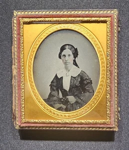 Foto Ambrotipo 6ta Placa Mujer Bonita Estuche Unión Antiguo Años 1850 - Imagen 1 de 4