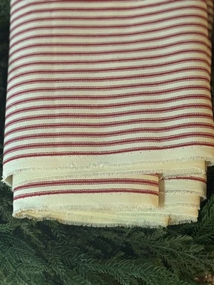 Красная полосатая тикающая ткань 2 ярда новая 100% хлопок ширина 44/45 дюйма - Изображение 1 из 2