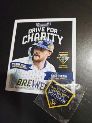 Brice Turang Milwaukee Brewers Drive For Charity Pin 2024 - Image 1 of 2