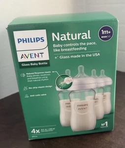 Philips Avent Glass Baby Bottles 8oz 240ml Pack Of 4 1M+ - Picture 1 of 6