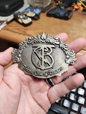 Rare VINTAGE LEWIS 1985 BELT BUCKLE Elvis TCB Taking Care of Business First Ed. - Image 1 of 4