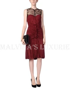 ROBERTO CAVALLI DRESS RUCHED PLEATED LACE DETAIL $2,575 sz IT 44 US 8 - Picture 1 of 7