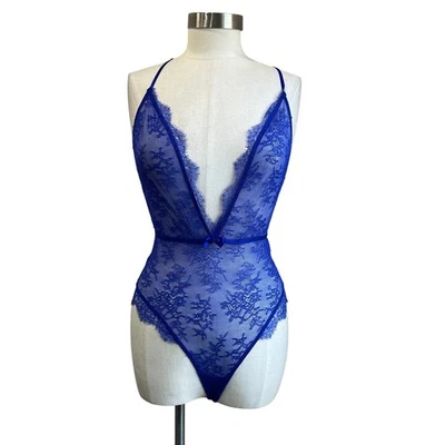 Victoria’s Secret Lace Deep V Sheer Floral Mesh One Piece Bodysuit Lingerie S - Image 1 of 4