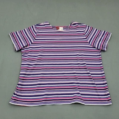 JM Jennifer Moore рубашка женщин плюс 1 X коротким рукавом в полоску трикотажа фиолетовый * - Изображение 1 из 4