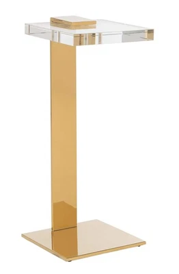 Couture Glam Mars Clear and Brass Acrylic Drink Table - Image 1 of 4
