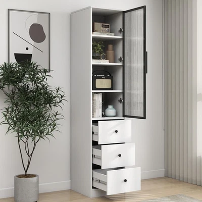 Modern Wood Storage Cabinet with Drawers, Freestanding Tall Cabinet for Any Room - Image 1 of 4