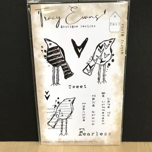 Tracy Evans Boutique Designs Clear Stamp Set - Quirky Birds & Text TE10 New - Picture 1 of 6