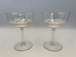 Two (2) Vintage Fostoria Iridescent Optic Ribbed Crystal Champagne Coupes - Picture 1 of 6