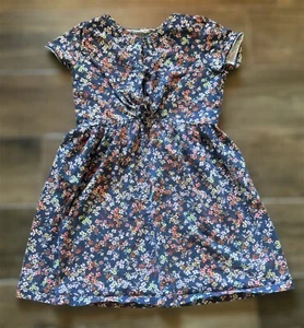 Carters Kid Size 10/10A Blue Floral Cotton Button Dress Short Sleeve School - Picture 1 of 6