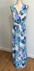ANNE KLEIN Women’s Sexy Floral Blue Multicolored Long Dress NWT $139 Size 8 - Picture 1 of 10