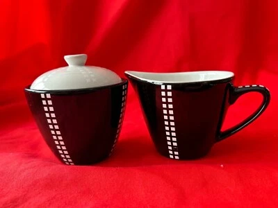 Studio Nova Pezze Black Creamer & Sugar com tampa MCM Ex. Estado! - Imagem 1 de 3