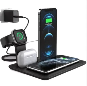 Qi Wireless Charger 4in1 Fast Charging Station Dock for Mobile Phones, AirPods - Picture 1 of 15