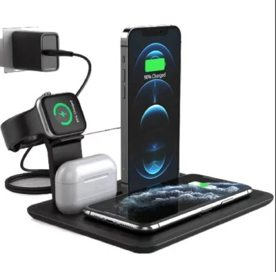 Qi Wireless Charger 4in1 Fast Charging Station Dock for Mobile Phones, AirPods - Image 1 of 4
