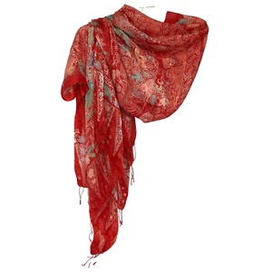Nadisuari Batik Co Multicolor Batik Silk Scarf Wrap Bali Indonesia 75 x 35 in - Picture 1 of 10
