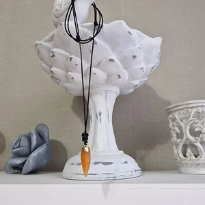 Collana macramè, girocollo con ciondolo pietra preziosa citrino - Foto 1 di 3