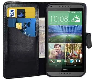 BLACK WALLET CARD SLOT stand GEL CASE FOR HTC PHONE UK seller free dispatch - Picture 1 of 13