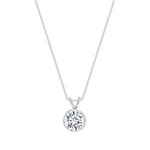 IGI E/VVS 1.5 Ct Round Lab Created Grown Diamond Bezel Necklace 18K White Gold - Picture 1 of 3