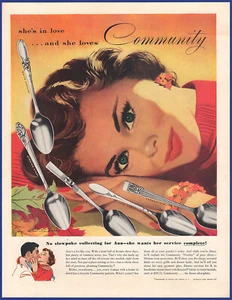 Vintage 1953 COMMUNITY PLATE Silverplate Flatware Silverware 1950's Print Ad - Picture 1 of 1