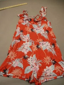 Aeropostale Size XL Womens Red Floral Spaghetti Staps Stretch Waist Romper 165 - Picture 1 of 9