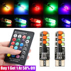 2x Led T10 Remote Control W5w 501 Rgb Color Changing Car Wedge Side Light Bulbs