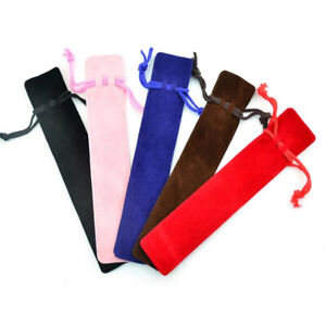 5pcs Velvet Single Pencil Bag Pen Pouch Holder Case With Rope For Rollerball