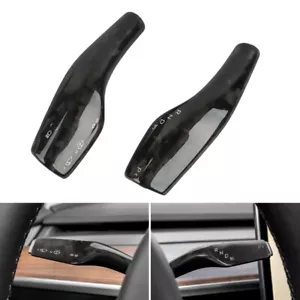 Forged Carbon Fiber Steering Wheel Paddle Shift Trim Cover For Tesla Model 3 / Y - Picture 1 of 11