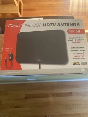 Antena HDTV interior amplificada 1byone 45~60 millas para UHF/VHF/FM negra nueva Foto 1 de 2