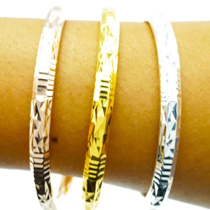 3 PC GOLD AND PINK GOLD AND SILVER PLATED BRACELET 24K 5.5 CM CENTRE GOOD EXPORT - Picture 1 of 3