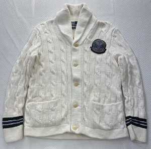 Polo Ralph Lauren The Championships WIMBLEDON weiß Schal Strickjacke Herren Small " - Bild 1 von 9