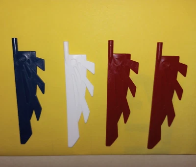 4 Lego pcs Stylized Feathers Pt 11091 Dark Red, White and Dark Blue WYSIWYG 4 pc - Image 1 of 4