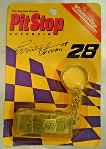VINTAGE WINSTON CUP ERNIE IRVAN #28 OLD-ENGLISH PEWTER KEYCHAIN - NEW ON CARD - Picture 1 of 5
