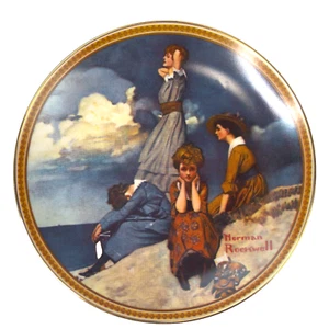Norman Rockwell Teller Waiting On The Shore wiederentdeckte Frauen Kollektion - Bild 1 von 2