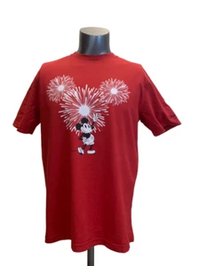 American Eagle x Disney Mens M Red Mickey Mouse Firework Graphic Print T-Shirt - Picture 1 of 9