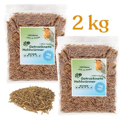 Mehlwürmer getrocknet 2x1kg für Vögel Fisch Reptilien Igel Nager Hühner - Bild 1 von 2