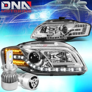 CHROME PROJECTOR HEADLIGHT+CORNER LAMP+WHITE LED H7 HID W/FAN FIT B7 05-08 S4/A4 - Picture 1 of 12