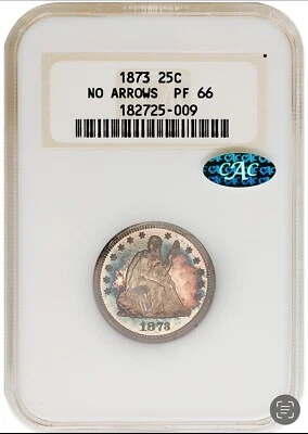 1873 Proof Seated Liberty Quarter, No Arrows, NGC PF66 w/CAC - Image 1 of 3