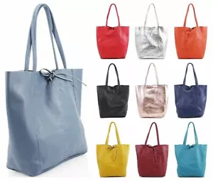 Ladies Soft Italian Real Leather Shopper Tote Bag Women Girls Shoulder Bag - Picture 1 of 36