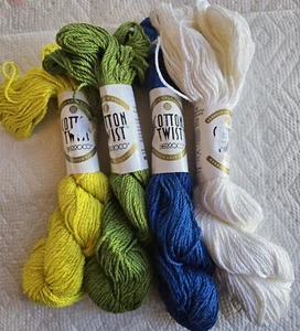 Lot of 4 Berroco Cotton Twist Cotton Yarn Lot Discontinued Green/Blue/Wht/Yellow - Picture 1 of 5