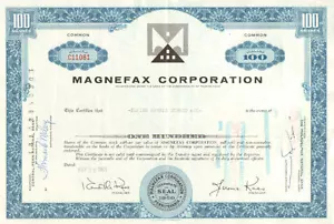 Magnefax Corporation década de 1960 certificado de acciones de Pennsylvania - Imagen 1 de 1