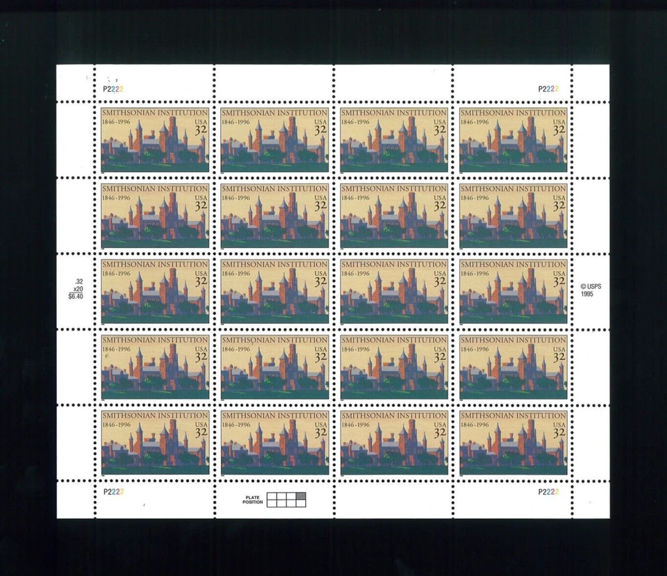 United States 32¢ Smithsonian Castle Postage Stamp #3059 MNH Full Sheet - Image 1 of 1