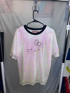 hello kitty and friends white/multicolor hyalographic short sleeve shirt (new) - Picture 1 of 5
