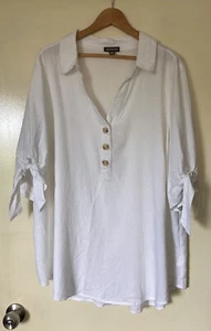 NEW WOMENS AUTOGRAPH WHITE LINEN BLEND TOP SIZE 20 - Picture 1 of 6