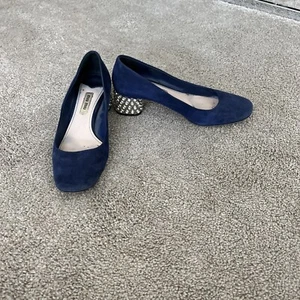 Women’s Miu Miu Navy Blue Block Heel Shoes Size 36 - Picture 1 of 5