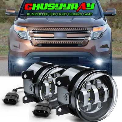 Pair For 2011-2015 Ford Explorer 2013-2016 Fusion LED Fog Lights Bumper Lamps - Image 1 of 4