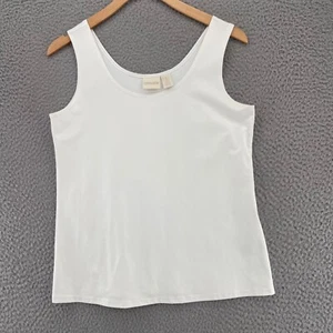 Chicos Top Women 1 US Medium White Compression Tank Cami Stretch Pullover Casual - Picture 1 of 11