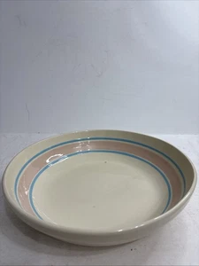 McCoy EE. UU. Cuenco de cerámica 12" rosa azul a rayas pasta ensalada fruta tazón para servir - Imagen 1 de 7