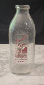 DE COLECCIÓN PIPA VACA FUMADORA DZEMBO'S LECHERÍA 1 QT ETIQUETA PINTADA BOTELLA DE LECHE - Imagen 1 de 22