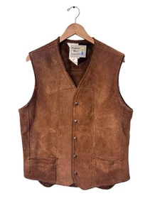 Pioneer Wear Wildleder Leder Weste Herren 42 braun Western Ranch Sherpa gefüttert USA - Bild 1 von 5